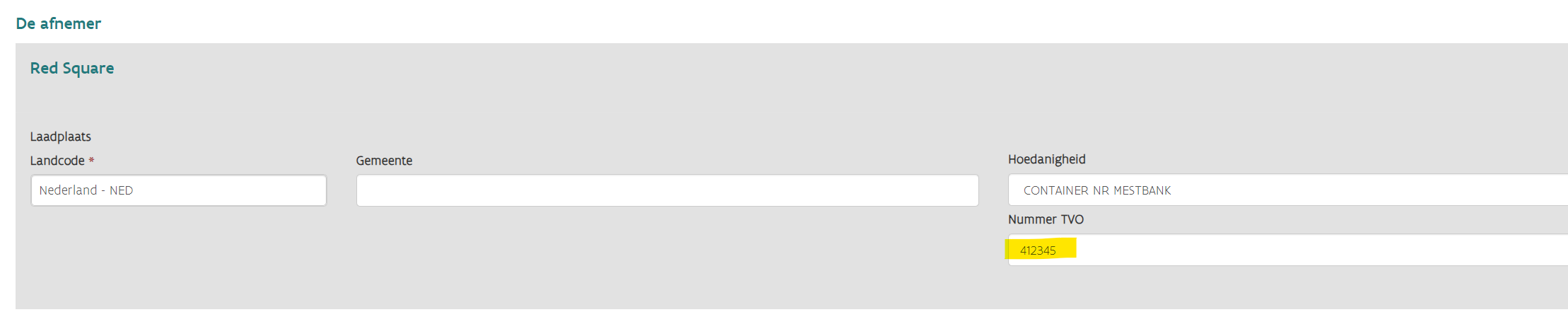 Receiver Transport Character Number Receiver transport character number